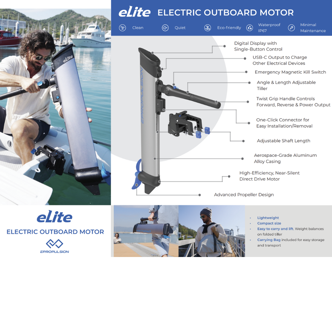EPropulsion eLite Long Shaft 1.5hp 500W Electric Outboard Motor