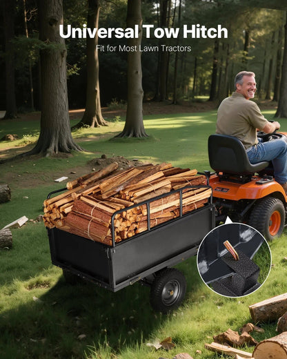 600 lbs Steel Dump Cart, 17 Cu. Ft Capacity, Heavy-Duty Tow Behind for ATV/UTV, DOBA-DC600