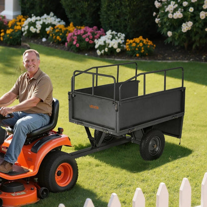 600 lbs Steel Dump Cart, 17 Cu. Ft Capacity, Heavy-Duty Tow Behind for ATV/UTV, DOBA-DC600