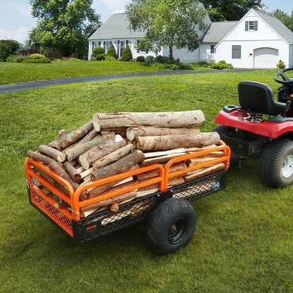 1500 lbs Steel Dump Trailer, 15 Cu. Ft Capacity, Removable Sides, Tow Behind for Mowers/Tractors/ATV, DOBA-DT1500