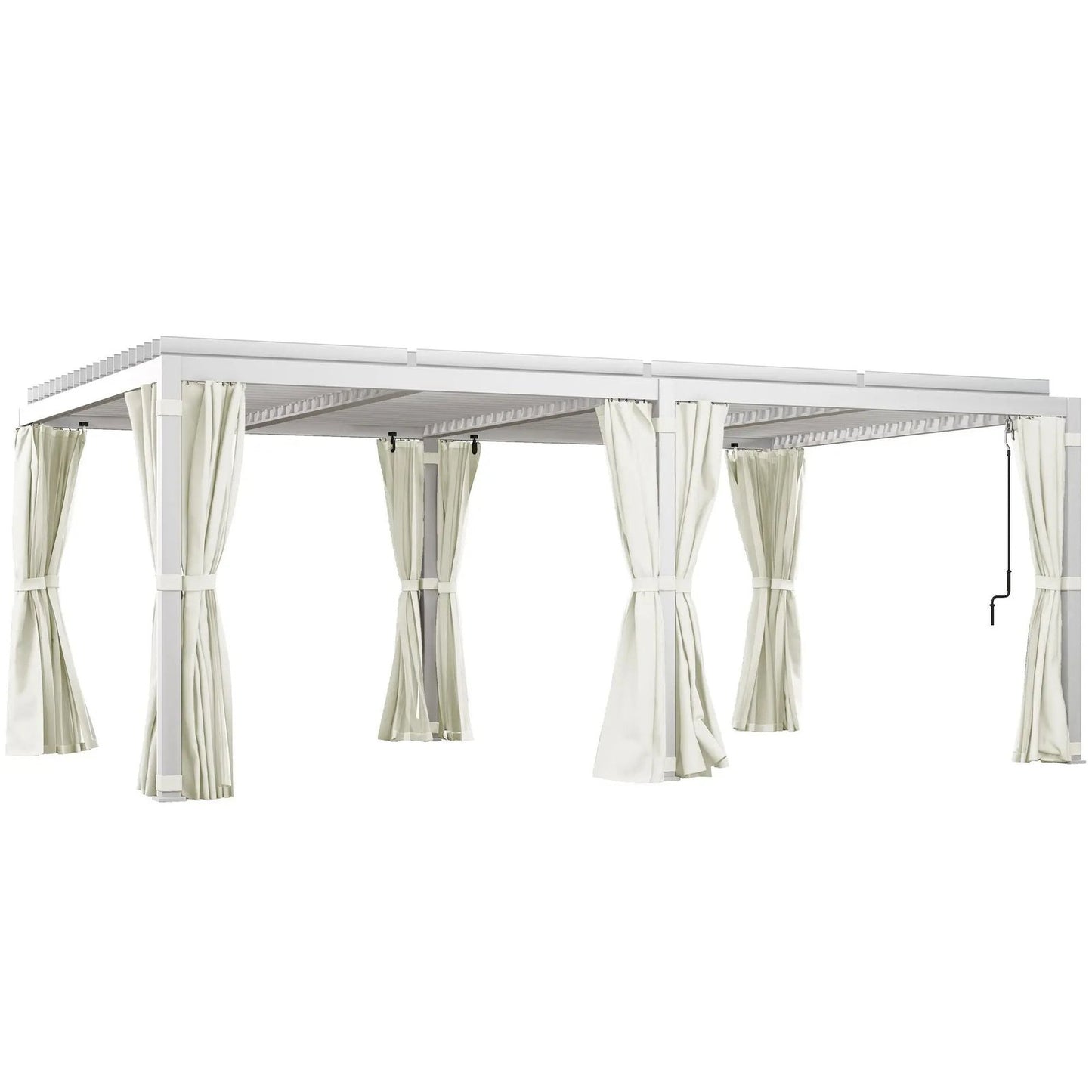 12′ x 19′ Aluminum Pergola, 2 Adjustable Louvred Roofs, Curtains & Nettings, UV-Fighting & Waterproof, DOBA-PC1219