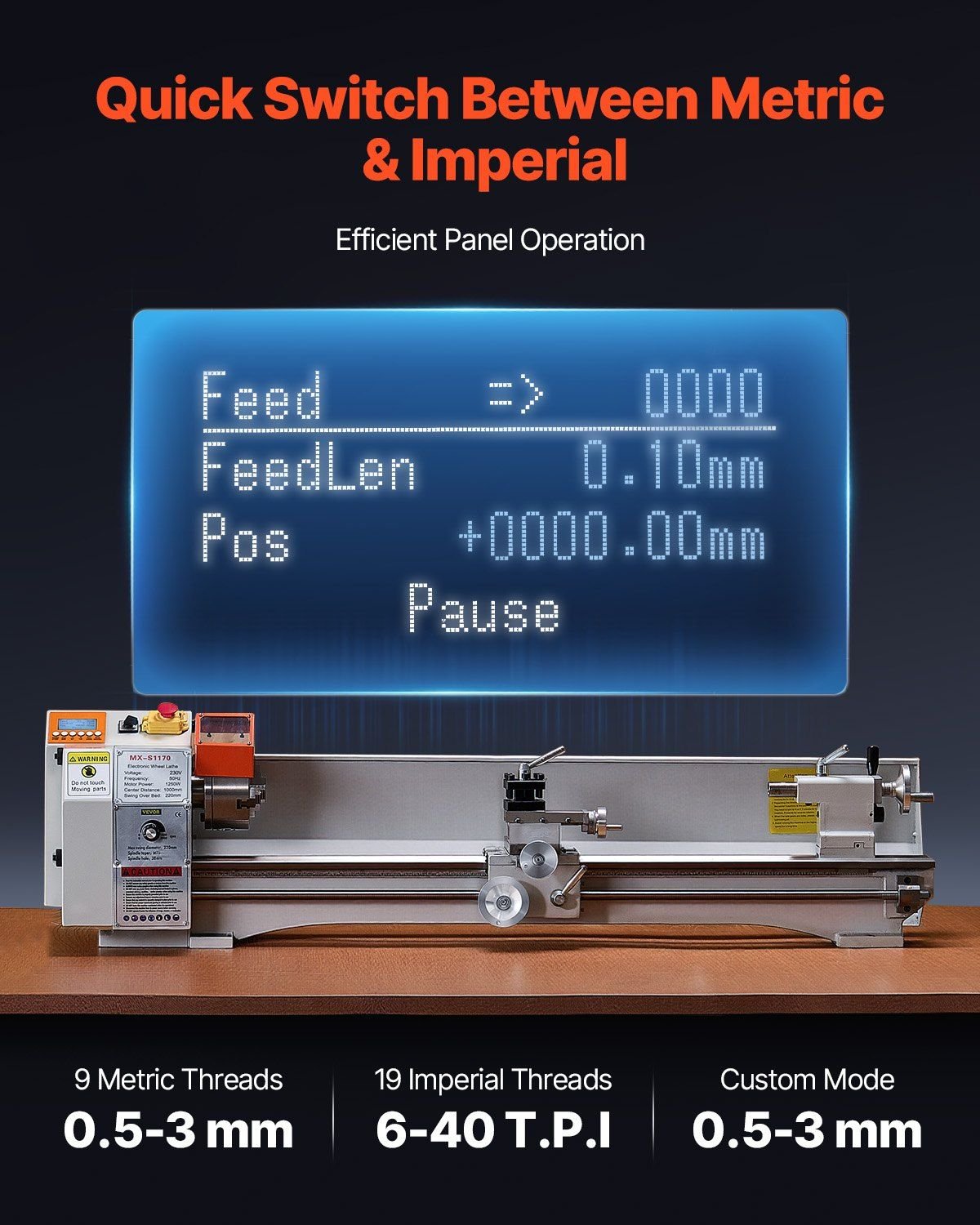 Metal Lathe Machine 8.7 x 39 in Precision Bench Power Metal Lathe Automatic Feed