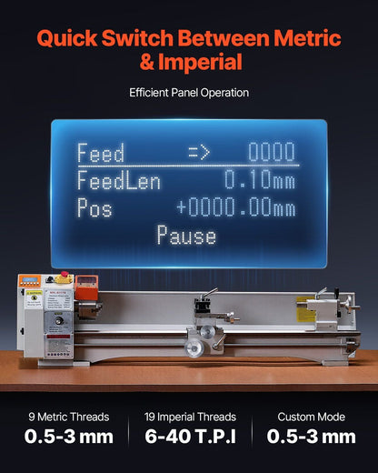 Metal Lathe Machine 8.7 x 39 in Precision Bench Power Metal Lathe Automatic Feed