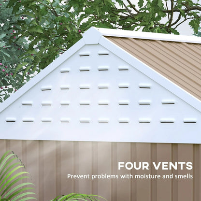 8′ x 6′ Metal Garden Storage Shed, Extra Large Tool Storage, Doors, Window, and Air Vents, Brown, DOBA-MS86