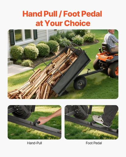 600 lbs Steel Dump Cart, 17 Cu. Ft Capacity, Heavy-Duty Tow Behind for ATV/UTV, DOBA-DC600