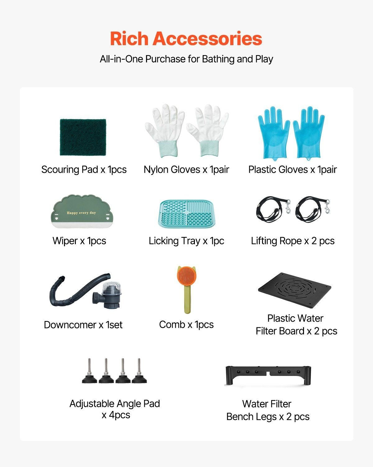 61″ Stainless Steel Dog Grooming Bath Tub, Built-in Ramp & Water Filter, Left-Side Faucet Setup, DOBA-DT61L