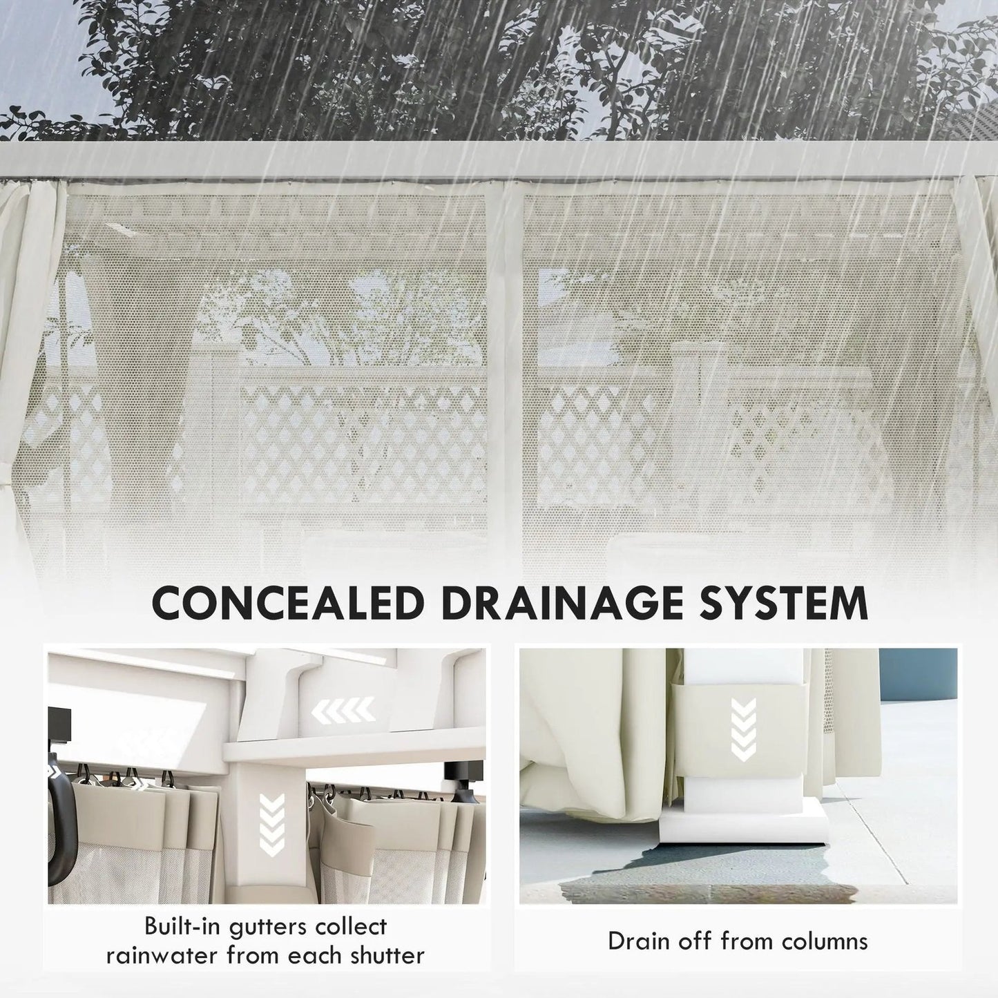 12′ x 19′ Aluminum Pergola, 2 Adjustable Louvred Roofs, Curtains & Nettings, UV-Fighting & Waterproof, DOBA-PC1219