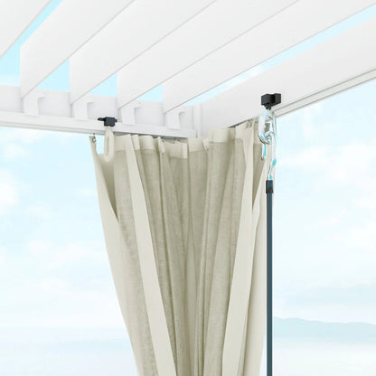 12′ x 19′ Aluminum Pergola, 2 Adjustable Louvred Roofs, Curtains & Nettings, UV-Fighting & Waterproof, DOBA-PC1219