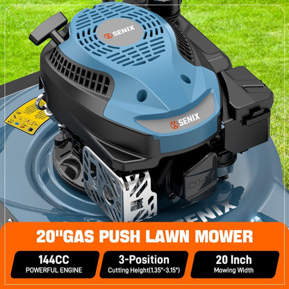 SENIX 18 in. Gas Push Lawn Mower, 144cc 4-Cycle with Side Discharge