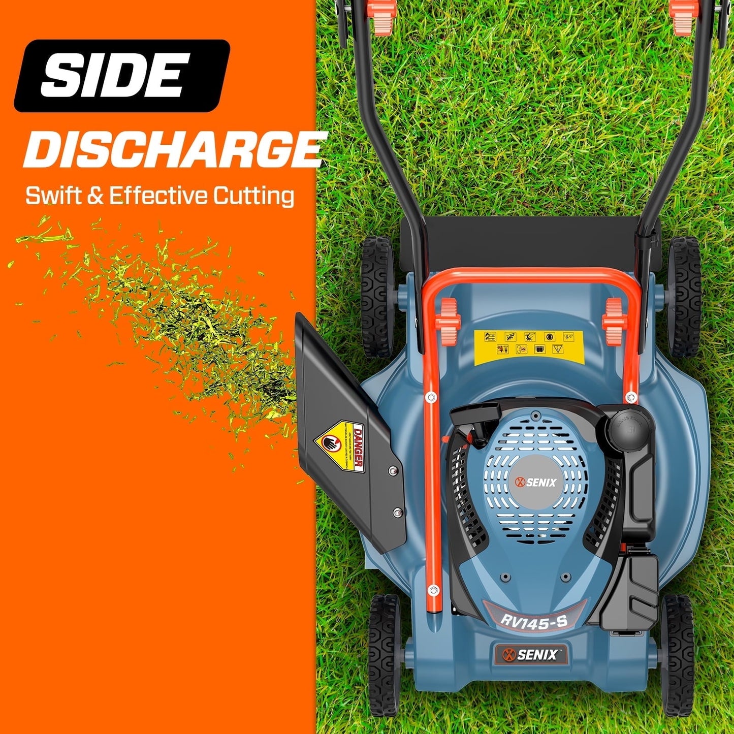 SENIX 18 in. Gas Push Lawn Mower, 144cc 4-Cycle with Side Discharge