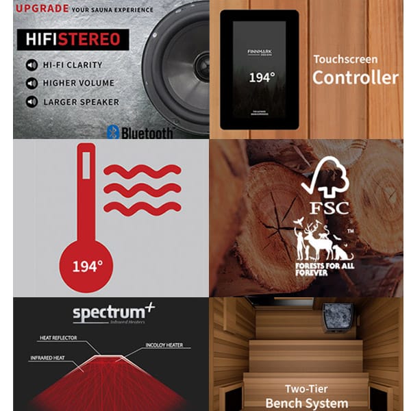 Finnmark FD-4 Trinity 2-Person Infrared & Steam Sauna with Red Light and Traditional Heat