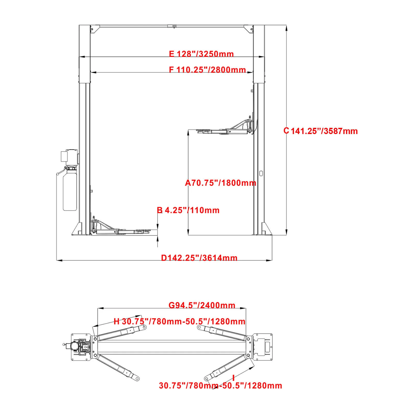 Vehicle Lift | Two Post | 11,000 lbs | Katool M110