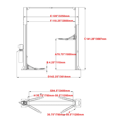 Vehicle Lift | Two Post | 11,000 lbs | Katool M110