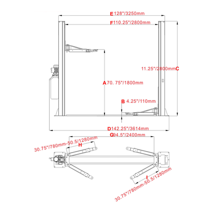 Vehicle Lift | Two Post | 10,000 lbs | Katool H100