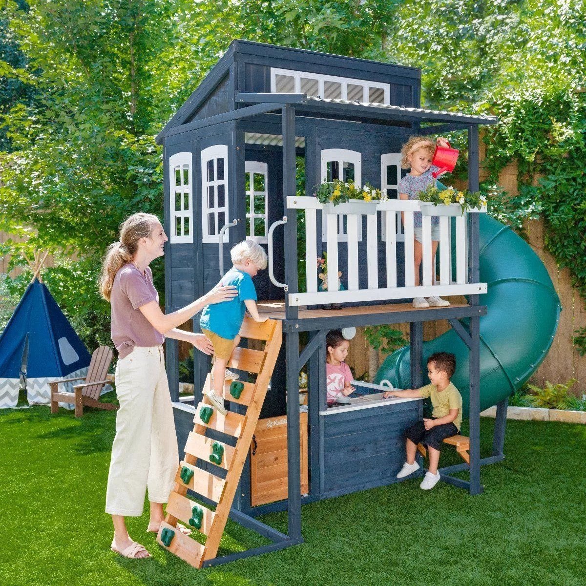 Kids Kidkraft Cozy Escape Playhouse In Navy Installation Included