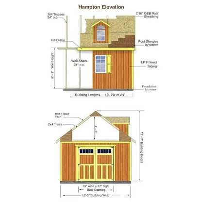 Best barns Hampton 12×16 Wood Storage Shed Kit  Installation Included
