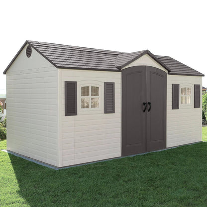 Lifetime 15 ft. x 8 ft. Outdoor Garden Storage Shed with Double Doors & Skylights